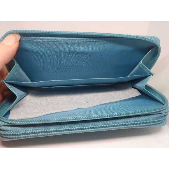 Mundi Women's Aquamarine Double Zip Clutch Wallet - Picture 7 of 11